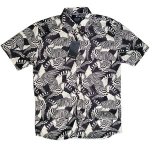 NWT Triumph Tragedy Toucan Bird Monochrome Short Sleeve Button Down Tropical MD